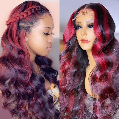Highlight Red Lace Front Human Hair Wigs