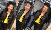 Remy Double Drawn Human Hair Bundles With Closure Frontal