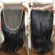 Remy Double Drawn Human Hair Bundles With Closure Frontal